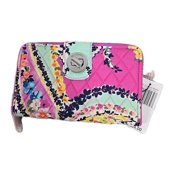 Vera Bradley RFID Turnlock Wallet Wildflower Paisley Print Multi-Color NWT - Picture 1 of 7